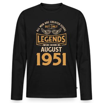 Anniversaire Les légendes ont été gebo en août 1951 - T-shirt manches longues Premium bio Homme - noir - Devant - Nico (187cm)
