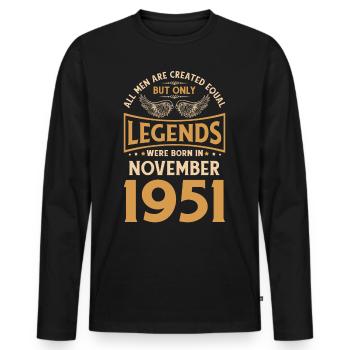 Geburtstag Die Legenden wurden im November 1951 ge - Männer Premium Bio Langarmshirt - Schwarz - Vorne - Nico (187cm)