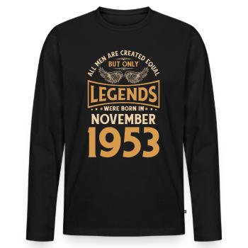 70. Geburtstag Die Legenden wurden im November 195 - Männer Premium Bio Langarmshirt - Schwarz - Vorne - Nico (187cm)