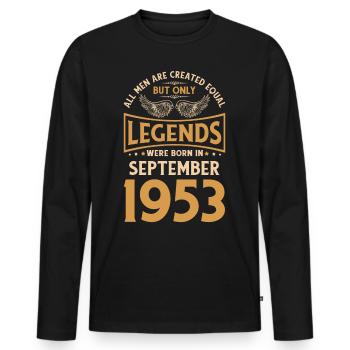 70. Geburtstag Die Legenden wurden im September 19 - Männer Premium Bio Langarmshirt - Schwarz - Vorne - Nico (187cm)