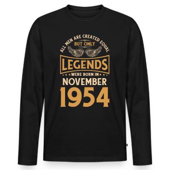 Geburtstag Die Legenden wurden im November 1954 ge - Männer Premium Bio Langarmshirt - Schwarz - Vorne - Nico (187cm)