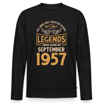 Geburtstag Die Legenden wurden im September 1957 g - Männer Premium Bio Langarmshirt - Schwarz - Vorne - Nico (187cm)