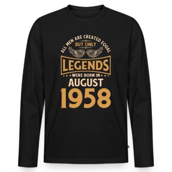 Anniversaire Les légendes ont été gebo en août 1958 - T-shirt manches longues Premium bio Homme - noir - Devant - Nico (187cm)
