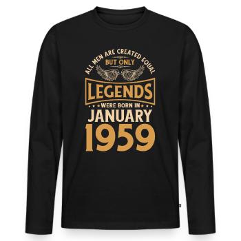 Birthday The legends were gebo in January 1959 - Men's Premium Organic Long Sleeve Shirt - black - Front - Nico (187cm)