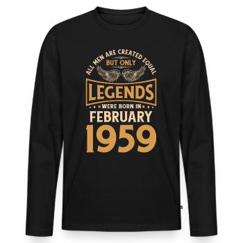 Birthday The legends were born in February 1959 - Men's Premium Organic Long Sleeve Shirt - black - Front - Nico (187cm)