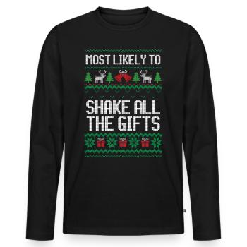 Most likely to shake all the gifts christmas - Men's Premium Organic Long Sleeve Shirt - black - Front - Nico (187cm)