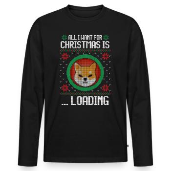 Tout ce que je veux pour Noël, c’est une chemise Crypto Shiba - T-shirt manches longues Premium bio Homme - noir - Devant - Nico (187cm)