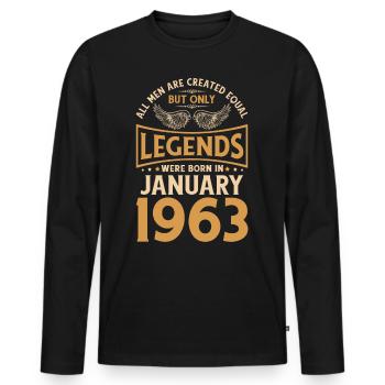 60th birthday 60 legends were created in January 1963 g - Men's Premium Organic Long Sleeve Shirt - black - Front - Nico (187cm)