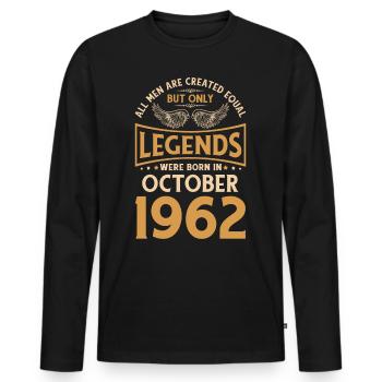 60e anniversaire 60 Légendaire Octobre 1962 - T-shirt manches longues Premium bio Homme - noir - Devant - Nico (187cm)