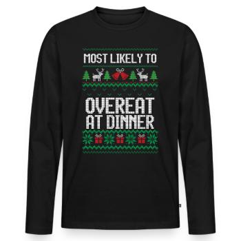 Le plus susceptible de trop manger au dîner noël laid - T-shirt manches longues Premium bio Homme - noir - Devant - Nico (187cm)