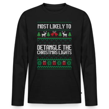 Christmas lights ugly christmas shirt - Men's Premium Organic Long Sleeve Shirt - black - Front - Nico (187cm)