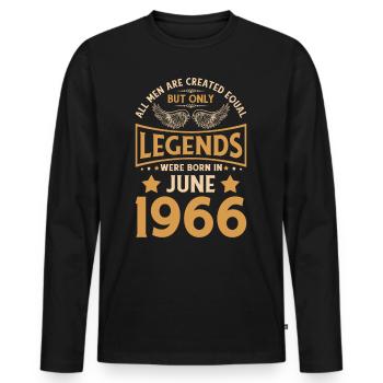 Anniversaire Les Légendes sont nées en juin 1966 - T-shirt manches longues Premium bio Homme - noir - Devant - Nico (187cm)