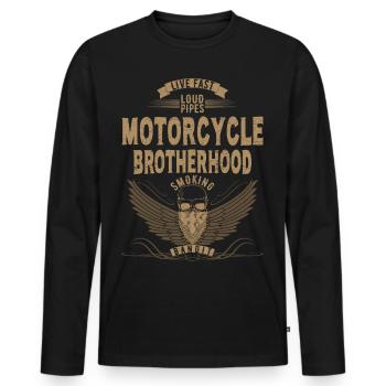MOTORCYCLE BROTHERHOOD - Männer Premium Bio Langarmshirt - Schwarz - Vorne - Nico (187cm)