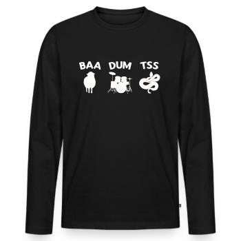 Drôle de jeu de mots Baa Dum Tss Shirt - T-shirt manches longues Premium bio Homme - noir - Devant - Nico (187cm)