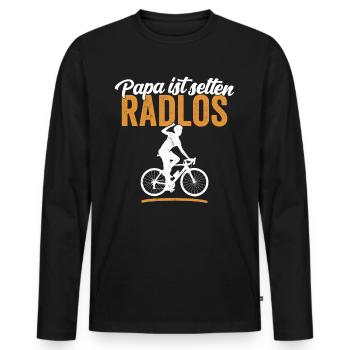 Papa ist selten radlos Biker Radfahrer Vater Shirt - Männer Premium Bio Langarmshirt - Schwarz - Vorne - Nico (187cm)