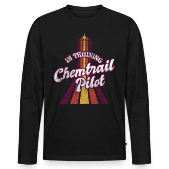 Vintage Retro Chemtrail Pilot Training Parody Shir - Männer Premium Bio Langarmshirt - Schwarz - Vorne - Nico (187cm)