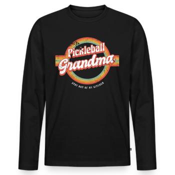 Pickleball Oma Stay Out Of My Kitchen Shirt - Männer Premium Bio Langarmshirt - Schwarz - Vorne - Nico (187cm)