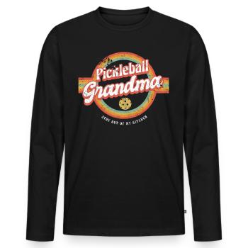 Pickleball Oma Stay Out Of My Kitchen Shirt - Männer Premium Bio Langarmshirt - Schwarz - Vorne - Nico (187cm)