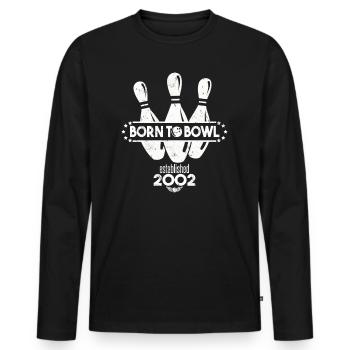 Born to Bowl Birthday 2002 Bowling Shirt - Men's Premium Organic Long Sleeve Shirt - black - Front - Nico (187cm)