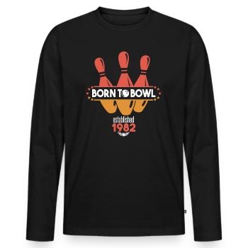 Retro Born to Bowl Geburtstag 1982 Bowling Shirt - Männer Premium Bio Langarmshirt - Schwarz - Vorne - Nico (187cm)