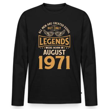 Anniversaire Les légendes ont été gebo en août 1971 - T-shirt manches longues Premium bio Homme - noir - Devant - Nico (187cm)
