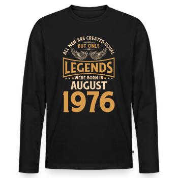 Anniversaire Les légendes ont été gebo en août 1976 - T-shirt manches longues Premium bio Homme - noir - Devant - Nico (187cm)