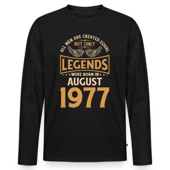 Anniversaire Les légendes ont été gebo en août 1977 - T-shirt manches longues Premium bio Homme - noir - Devant - Nico (187cm)