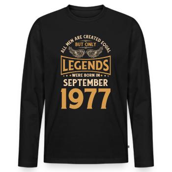 Birthday The Legends were born in September 1977 g - Men's Premium Organic Long Sleeve Shirt - black - Front - Nico (187cm)