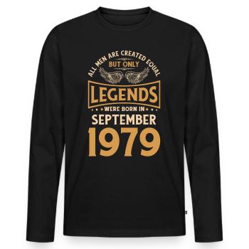 Birthday The Legends were born in September 1979 g - Men's Premium Organic Long Sleeve Shirt - black - Front - Nico (187cm)