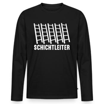 Schichtleiter Nachtschicht Schichtarbeiter - Männer Premium Bio Langarmshirt - Schwarz - Vorne - Nico (187cm)