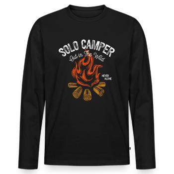 J’adore camper en solo feu de camp - T-shirt manches longues Premium bio Homme - noir - Devant - Nico (187cm)