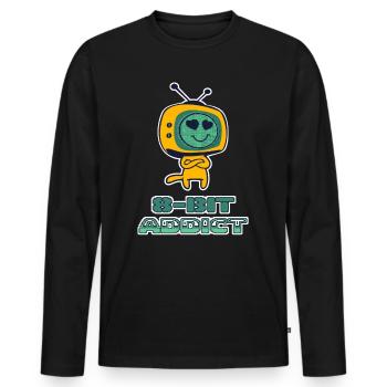 amateurs de jeux rétro 8 bits - T-shirt manches longues Premium bio Homme - noir - Devant - Nico (187cm)