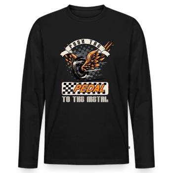 Pédale de motard de pneu de moto Dire - T-shirt manches longues Premium bio Homme - noir - Devant - Nico (187cm)
