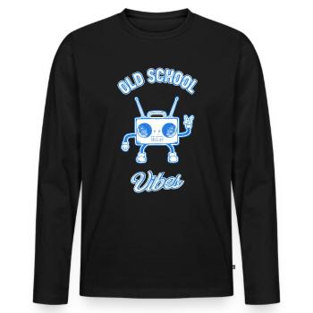 Old School Vibes Retro Beat Box Music Lover - Männer Premium Bio Langarmshirt - Schwarz - Vorne - Nico (187cm)