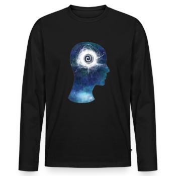 spirituel Espace Cosmos Illumination - T-shirt manches longues Premium bio Homme - noir - Devant - Nico (187cm)