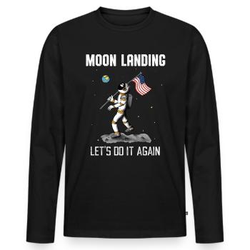 Mondlandung Wiederholden Astronaut Weltall Mond - Männer Premium Bio Langarmshirt - Schwarz - Vorne - Nico (187cm)