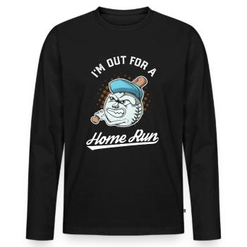 Coup de circuit de mascotte de baseball - T-shirt manches longues Premium bio Homme - noir - Devant - Nico (187cm)