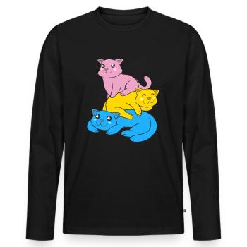 Pansexuality Flag Cats Pan Pride Color - Men's Premium Organic Long Sleeve Shirt - black - Front - Nico (187cm)