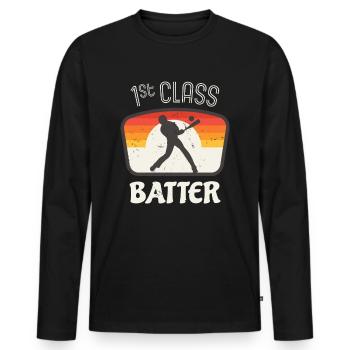Erstklassiger Batter Baseball Spieler Retro - Männer Premium Bio Langarmshirt - Schwarz - Vorne - Nico (187cm)