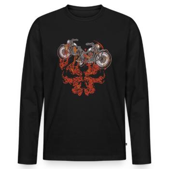 Motorcycle Grim Skull Biker Flame - Men's Premium Organic Long Sleeve Shirt - black - Front - Nico (187cm)