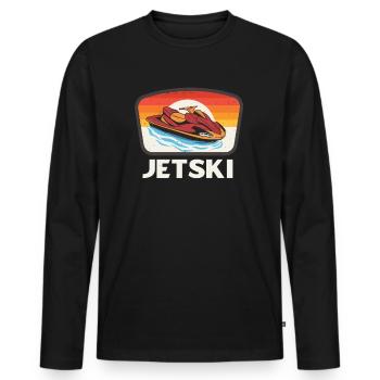 Jet Ski Water Sports Retro Jet Skiing - Men's Premium Organic Long Sleeve Shirt - black - Front - Nico (187cm)