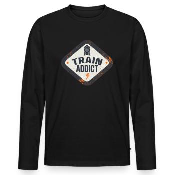 Railway Crazy Railway Traveler Railway Lovers - Men's Premium Organic Long Sleeve Shirt - black - Front - Nico (187cm)