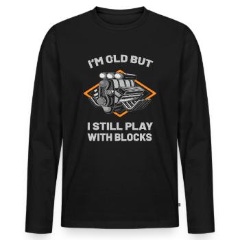 KFZ Mechaniker Motorblock Humor Werkstatt - Männer Premium Bio Langarmshirt - Schwarz - Vorne - Nico (187cm)