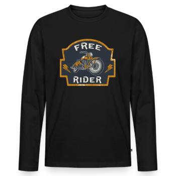 Free Rider Moto Vintage Biker - T-shirt manches longues Premium bio Homme - noir - Devant - Nico (187cm)
