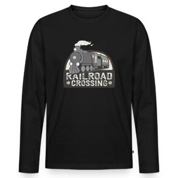 Locomotive passionnée de chemin de fer - T-shirt manches longues Premium bio Homme - noir - Devant - Nico (187cm)