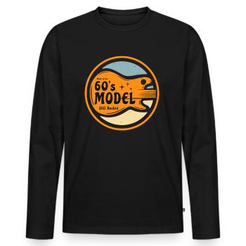 60s Electric Guitar Musician Birthday Rock Music Bday - Men's Premium Organic Long Sleeve Shirt - black - Front - Nico (187cm)