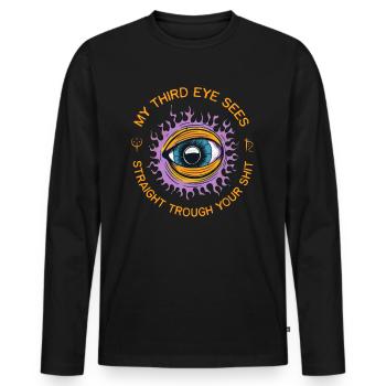 Drittes Auge Esoterisch Okkulter Humor Spiritual - Männer Premium Bio Langarmshirt - Schwarz - Vorne - Nico (187cm)