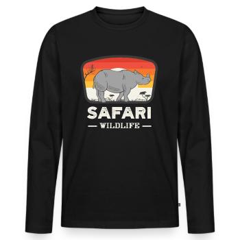 Safari Wilderness Rhinoceros Retro Rhino Animal Love - T-shirt manches longues Premium bio Homme - noir - Devant - Nico (187cm)