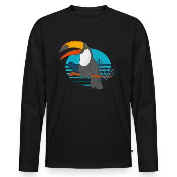 Toucan Oiseau Tropical Rainforest Animaux - T-shirt manches longues Premium bio Homme - noir - Devant - Nico (187cm)