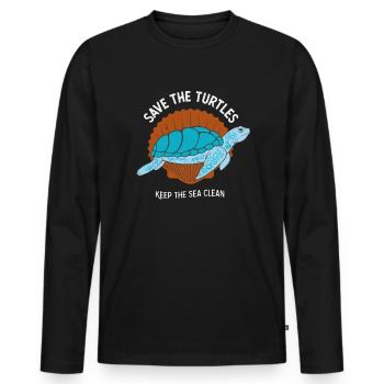 Save the turtles sea turtle ecology - Men's Premium Organic Long Sleeve Shirt - black - Front - Nico (187cm)